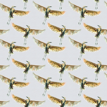 Seamless texture with watercolor birdsの写真素材