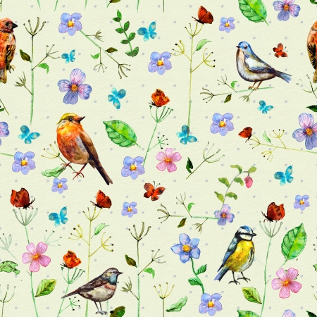 Nature seamless texture watercolorの写真素材