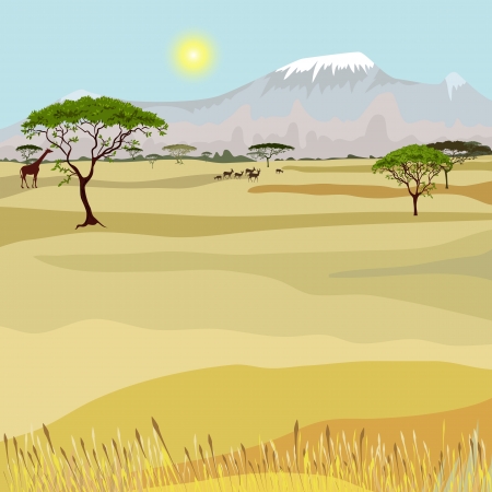 African Mountain idealistic landscapeのイラスト素材