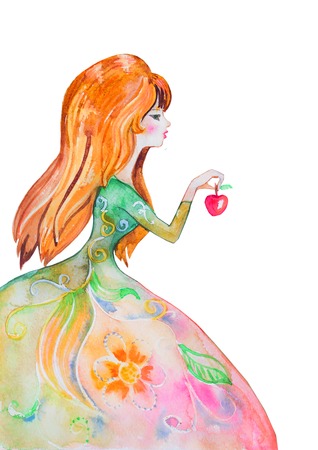 girl floral watercolorの写真素材