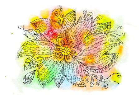 Floral abstract watercolorの写真素材