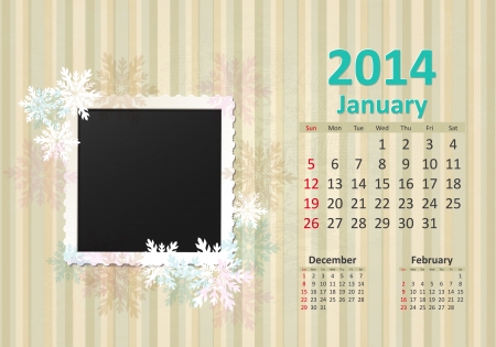 Calendar for 2014, januaryのイラスト素材