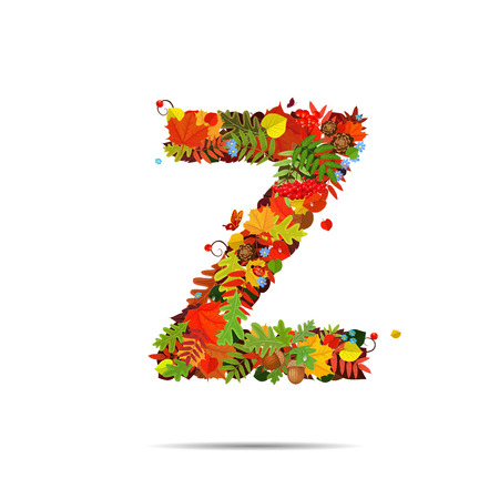 Letter from autumn colorful leaves Zのイラスト素材