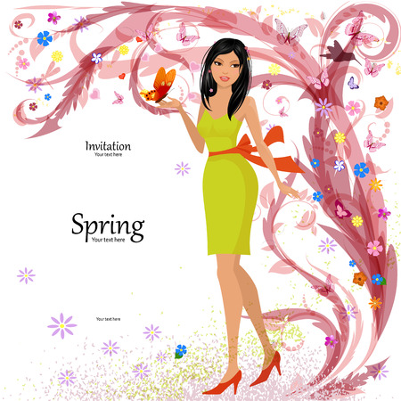 Fashion girl in floral for your designのイラスト素材