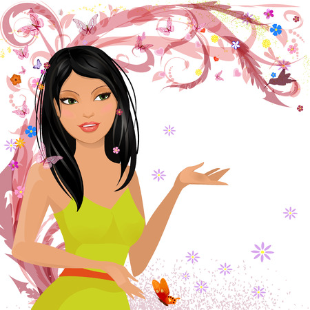 Fashion girl in floral for your designのイラスト素材