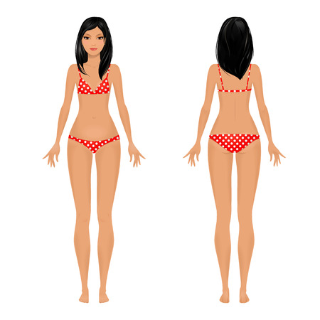 Female body template front and back.のイラスト素材