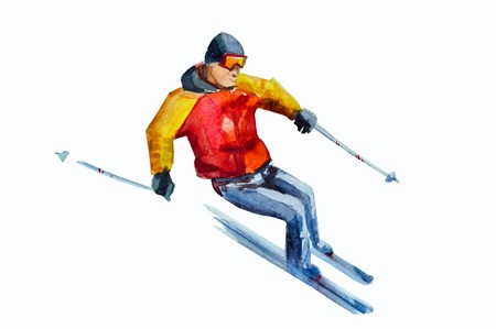 Skier. watercolorの写真素材