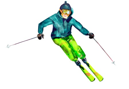 Skier. watercolorの写真素材