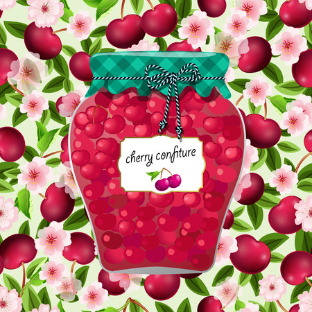 seamless texture with preserve cherryのイラスト素材