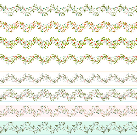 floral set seamless borders  のイラスト素材