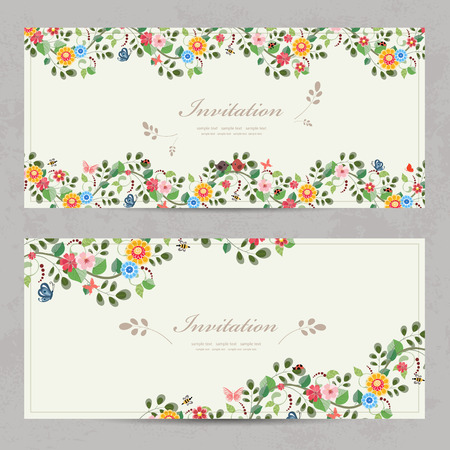 cute floral invitation cards for your design cute floral invitation cards for your design