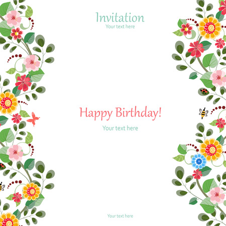 invitation card with cute flowers for your designのイラスト素材
