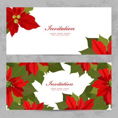 invitation cards with poinsettia for your designのイラスト素材
