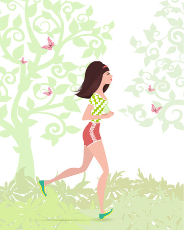 Young woman jogging in the parkのイラスト素材