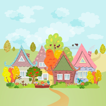 Autumn rural landscapeのイラスト素材