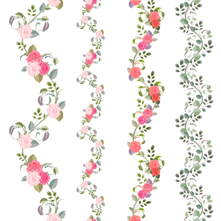 lovely collection seamless borders with vintage floral pattern for your designのイラスト素材