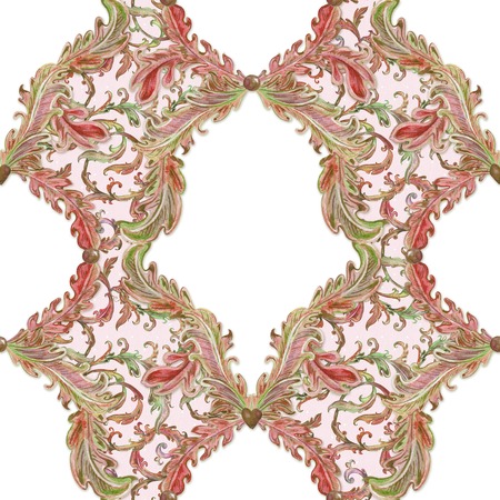 fancy seamless texture with floral scroll filigree. template frame for your design. watercolor paintingの写真素材