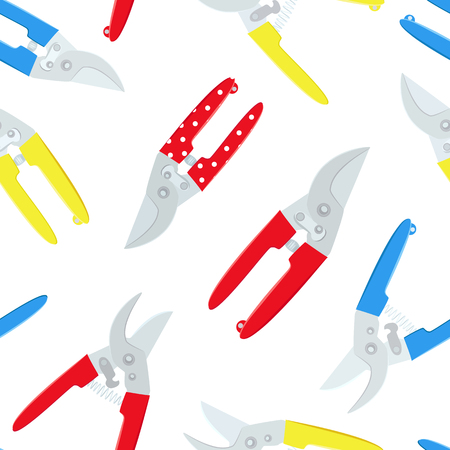seamless texture with gardening secateurs on white backgroundのイラスト素材