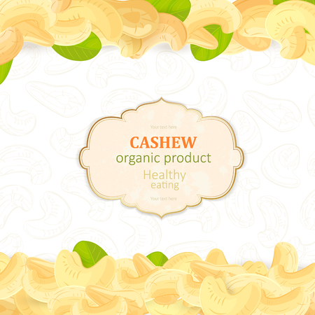 A vintage flyer with pile of tasty Cashew for your design.のイラスト素材