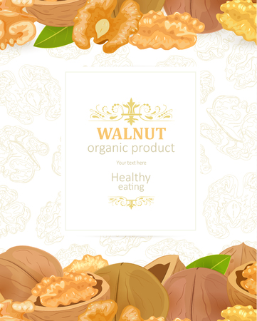 organic poster with delicious walnuts for your designのイラスト素材