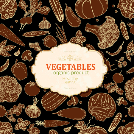 template card with sketches of vegetables for your designのイラスト素材