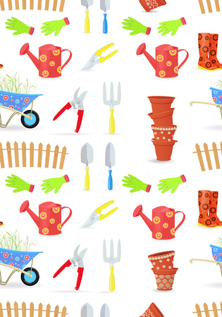 nice seamless texture with gardening tools and equipmentsのイラスト素材