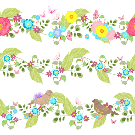 Floral set seamless borders for your designのイラスト素材