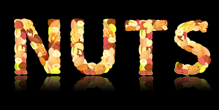Nuts lettering text on black background for your designのイラスト素材