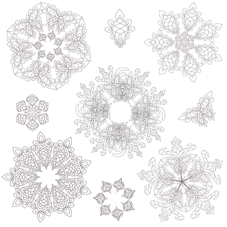 Circular floral mandala design illustrationのイラスト素材