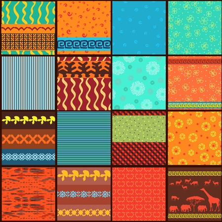 Retro collection of folk textureのイラスト素材