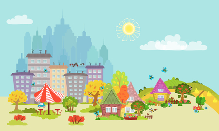 Cozy autumn city landscape for your designのイラスト素材