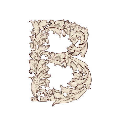 Fancy foliage uppercase letter Bのイラスト素材