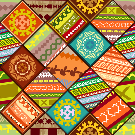 ethnic patchwork seamless pattern for your design of pillowのイラスト素材