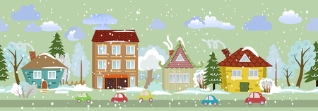 fancy winter seamless cityscape for your designのイラスト素材