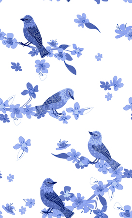 cherry and birdsのイラスト素材