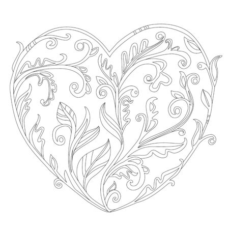 Stylized twigs with leaves in the shape of a heartのイラスト素材