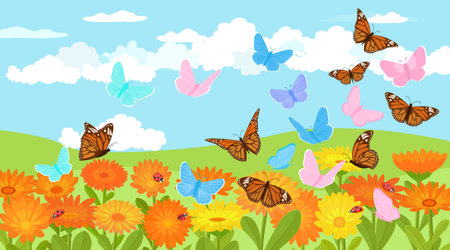 cloudy landscape nature ruralのイラスト素材