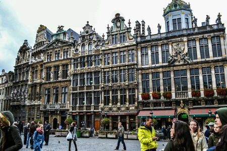 Historical square with old architecture in the Brussels, Belgium, Belgique, Europe の素材
