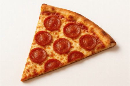 New York-style pepperoni pizza slice with melted cheese. Pepperoni pizza pizza slice italian food isolated closeupの素材