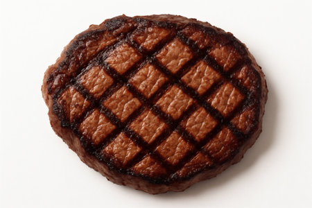 Classic grilled steak with grill marks. Grilled steak beef food isolated closeup topview juicyの素材