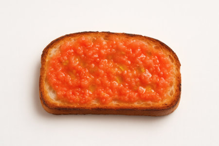 Pan con Tomate on White Background. Spanish Tapas, Food Photography, Stock Image, High Quality, Isolatedの素材