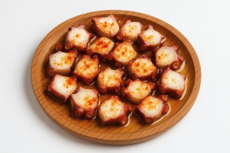 Pulpo a la Gallega on White Background. Spanish Cuisine, Food Photography, Stock Image, High Quality, Isolatedの素材