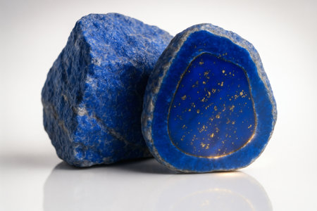 Raw Lapis Lazuli Stone on White Background. Gemstone Stock Image High Quality Precious Mineral Jewelry Clipartの素材