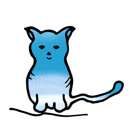 Icon Cat colored blue for decor, patterns, prints, web element for theme attributionの写真素材