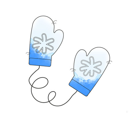 Icon mittens colored blue for decor, patterns, prints, web element for theme attributionの写真素材