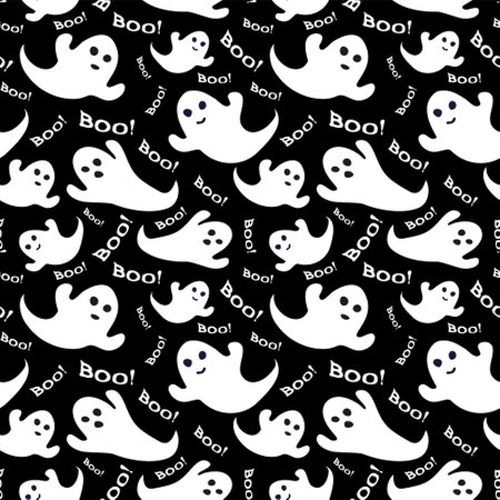 Halloween seamless pattern for holiday wallpaper, room walls, cards, baby clothes fabric, home and kids rooms decoration designのイラスト素材