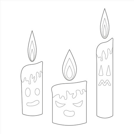 Coloring for kids with a cute Halloween candles for babies and newbornsのイラスト素材
