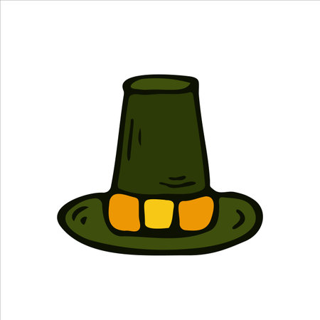 Pilgrim Hat Isolated. flat slyle. thanksgiving day. vector illustration. Elements for cover, printing, design illustrations in the style of outlineのイラスト素材