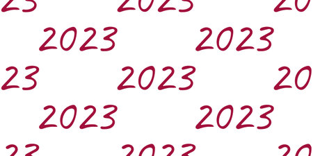 Seamless pattern Inscription 2023 coloring page. Doodle, linear element. vector illustration. Elements for cover, web, printing, design illustrations in the style of outlineのイラスト素材