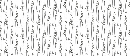 Seamless pattern with candles. Doodle Vector Illustration. Wax candle repeat pattern. Seamless pattern for walls. Design for background, banners, cover, books, brochures, fabric, papers, notebook, fabric, scrapbooking.のイラスト素材